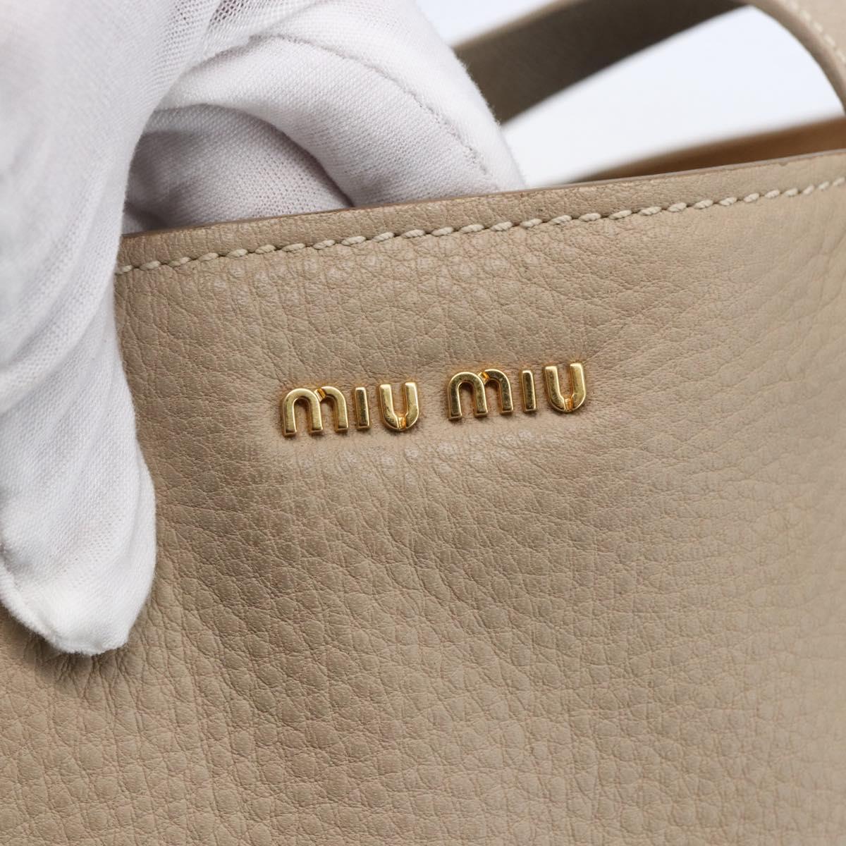 Miu Miu Tote Bag Leather Beige Auth am9332V
