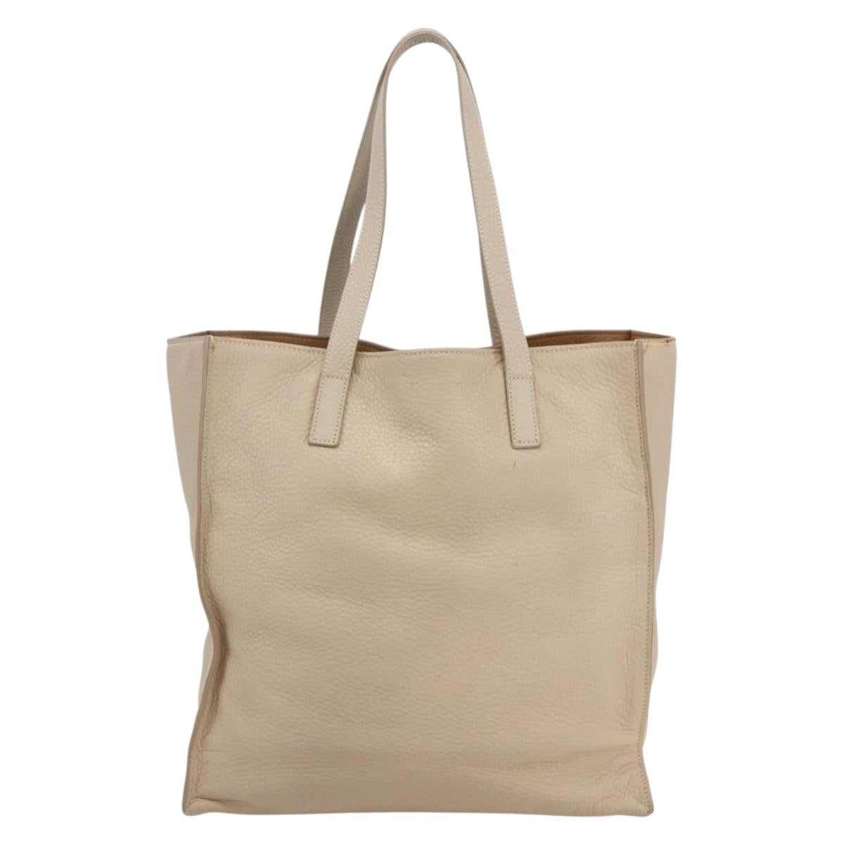 Miu Miu Tote Bag Leather Beige Auth am9332V