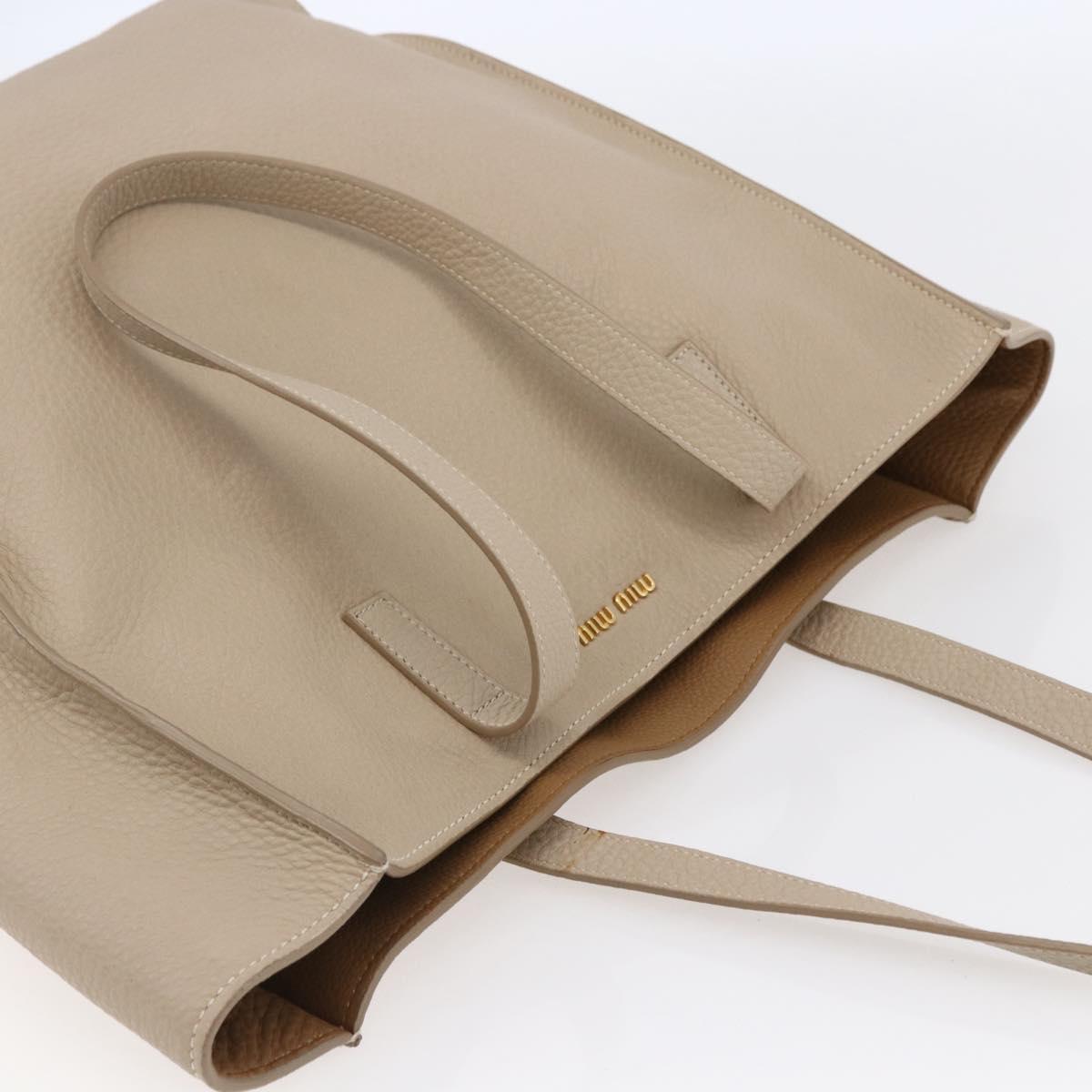 Miu Miu Tote Bag Leather Beige Auth am9332V