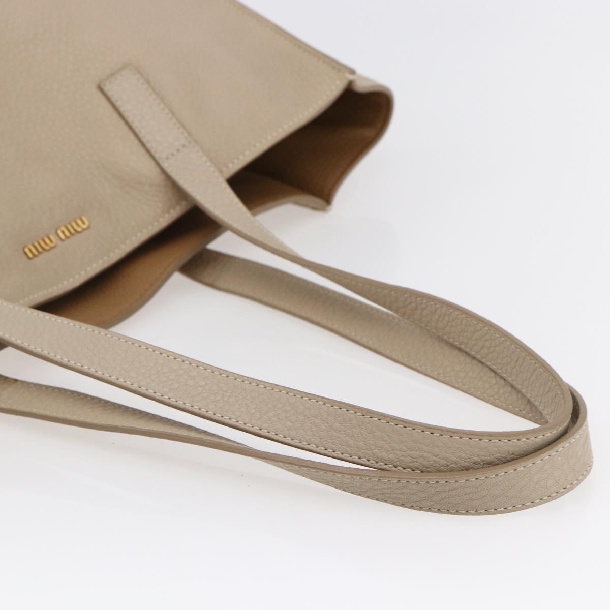 Miu Miu Tote Bag Leather Beige Auth am9332V