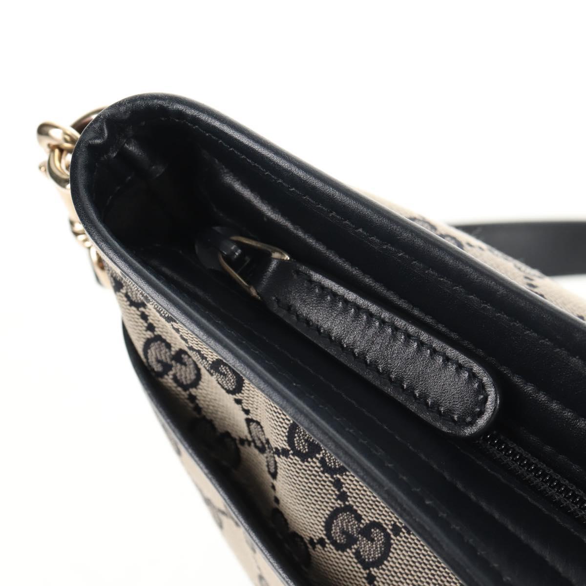 GUCCI GG Canvas Sherry Line Shoulder Bag Navy Gold Red 388926 Auth am9338V