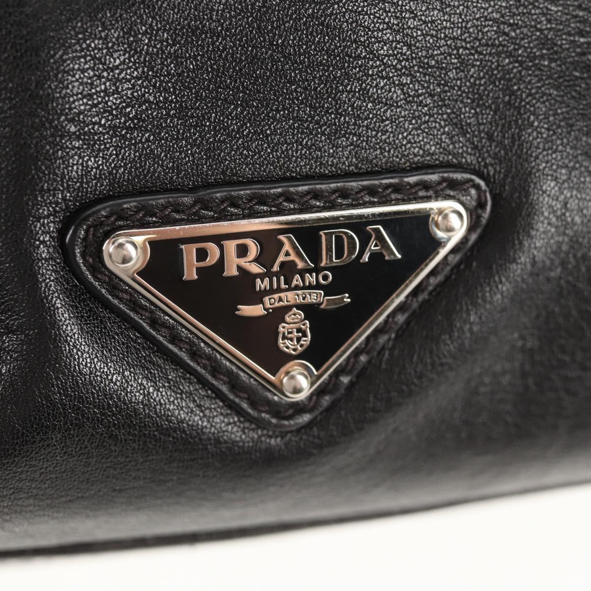 PRADA Shoulder Bag Leather Black Silver Auth am9339V