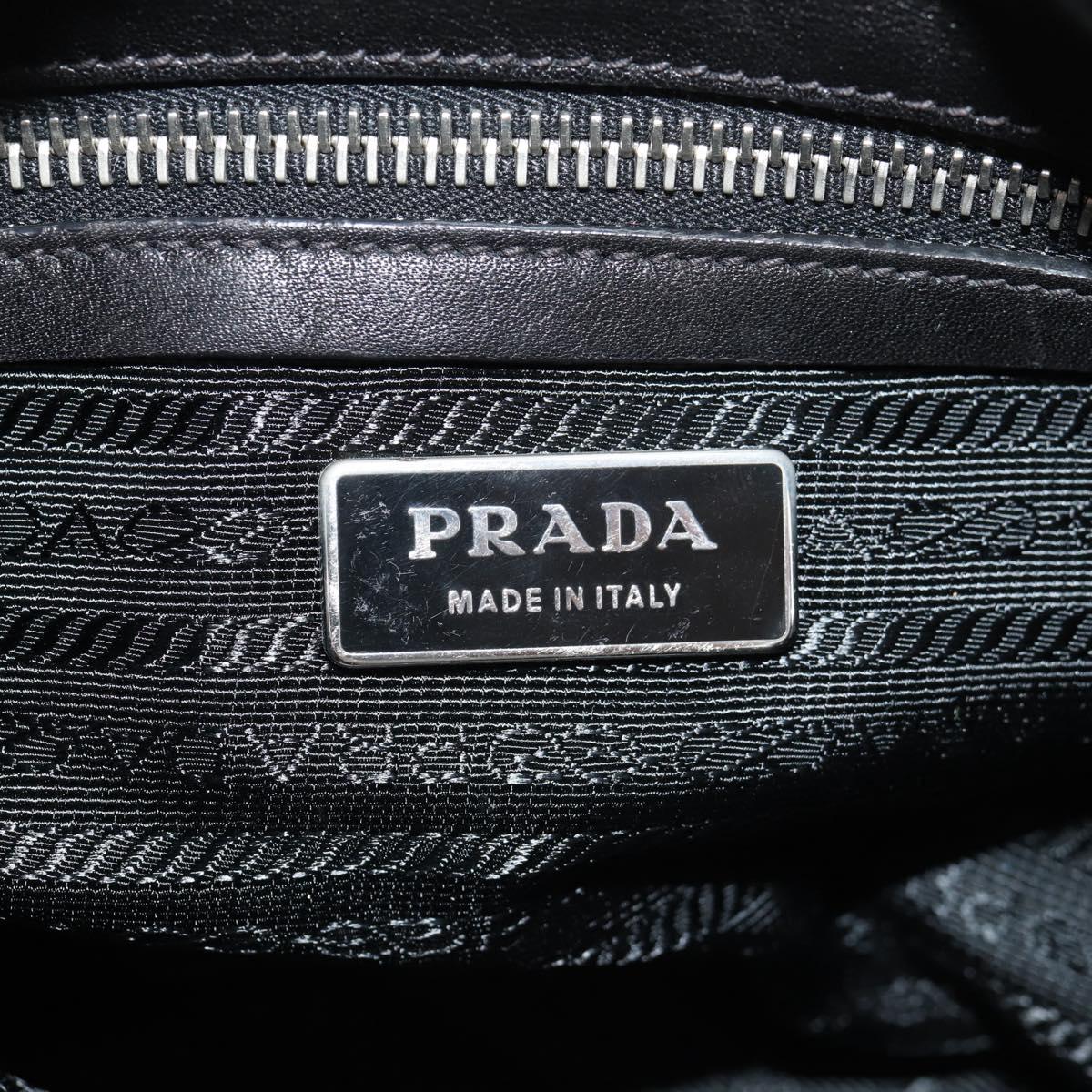 PRADA Shoulder Bag Leather Black Silver Auth am9339V