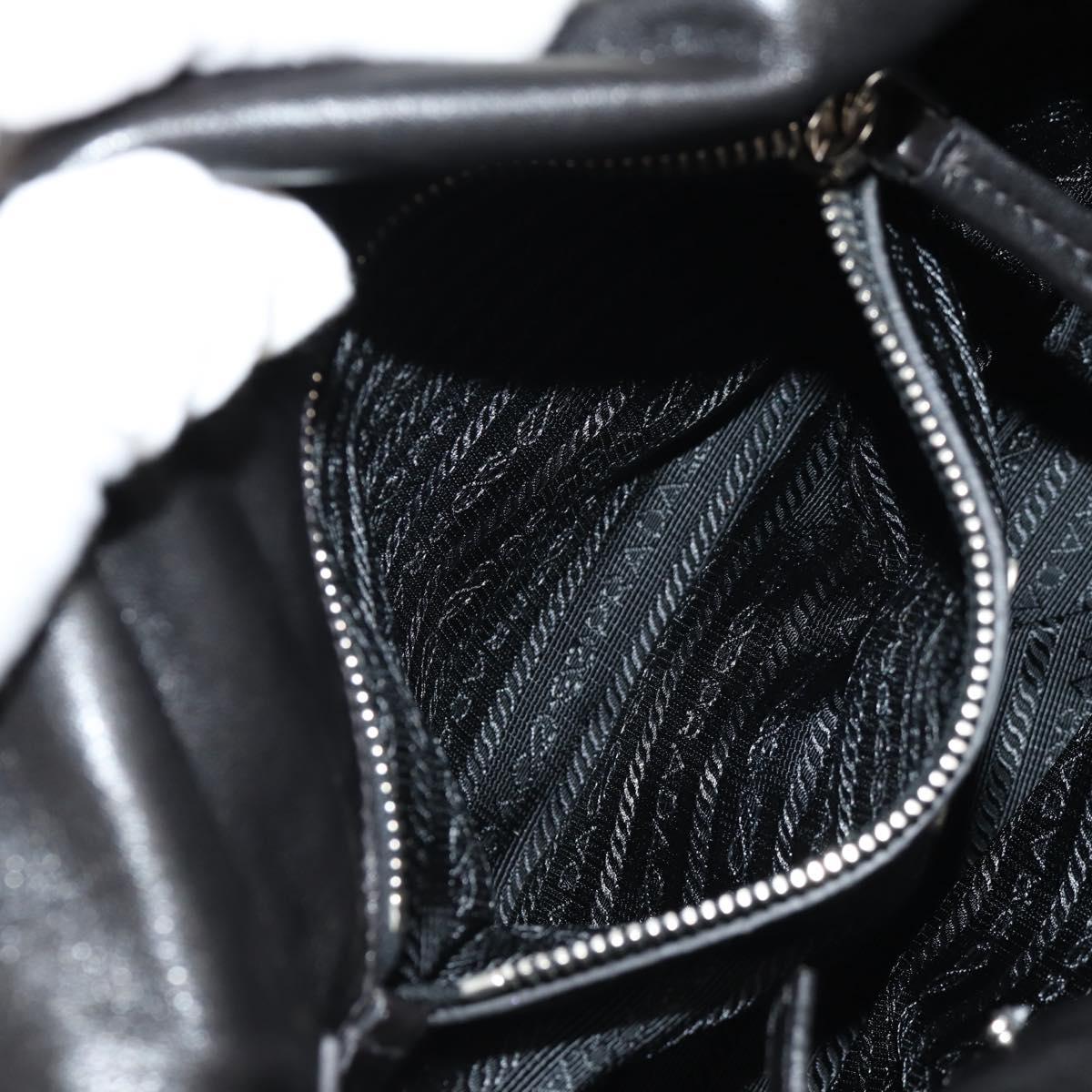 PRADA Shoulder Bag Leather Black Silver Auth am9339V