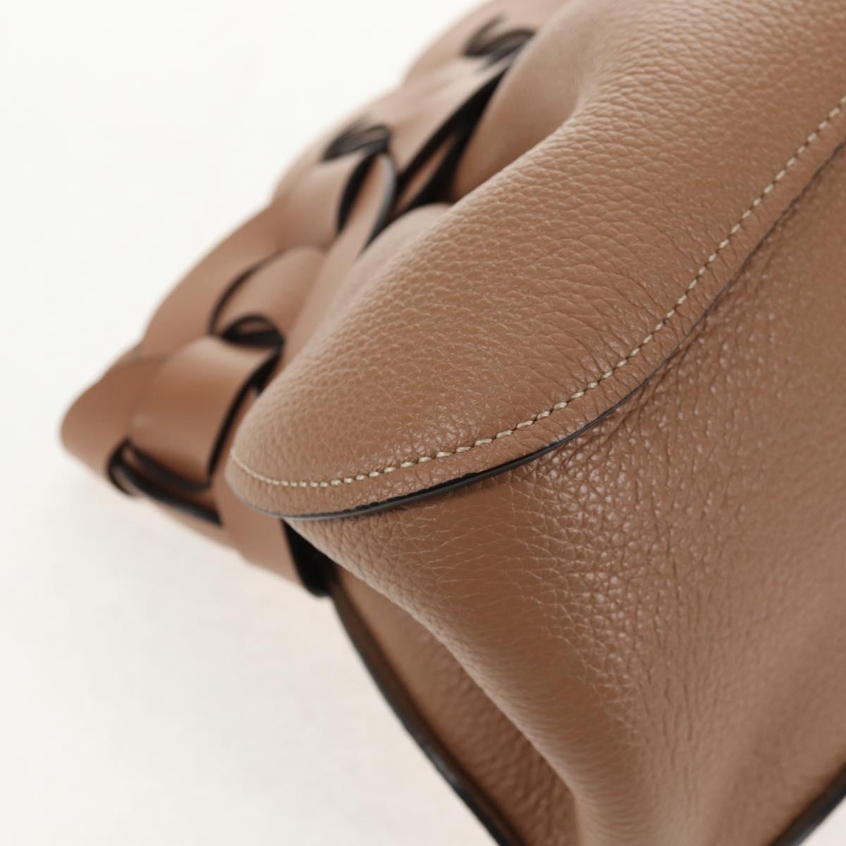 Chloe Darryl Clutch Bag Leather Beige Gold Auth am9340V