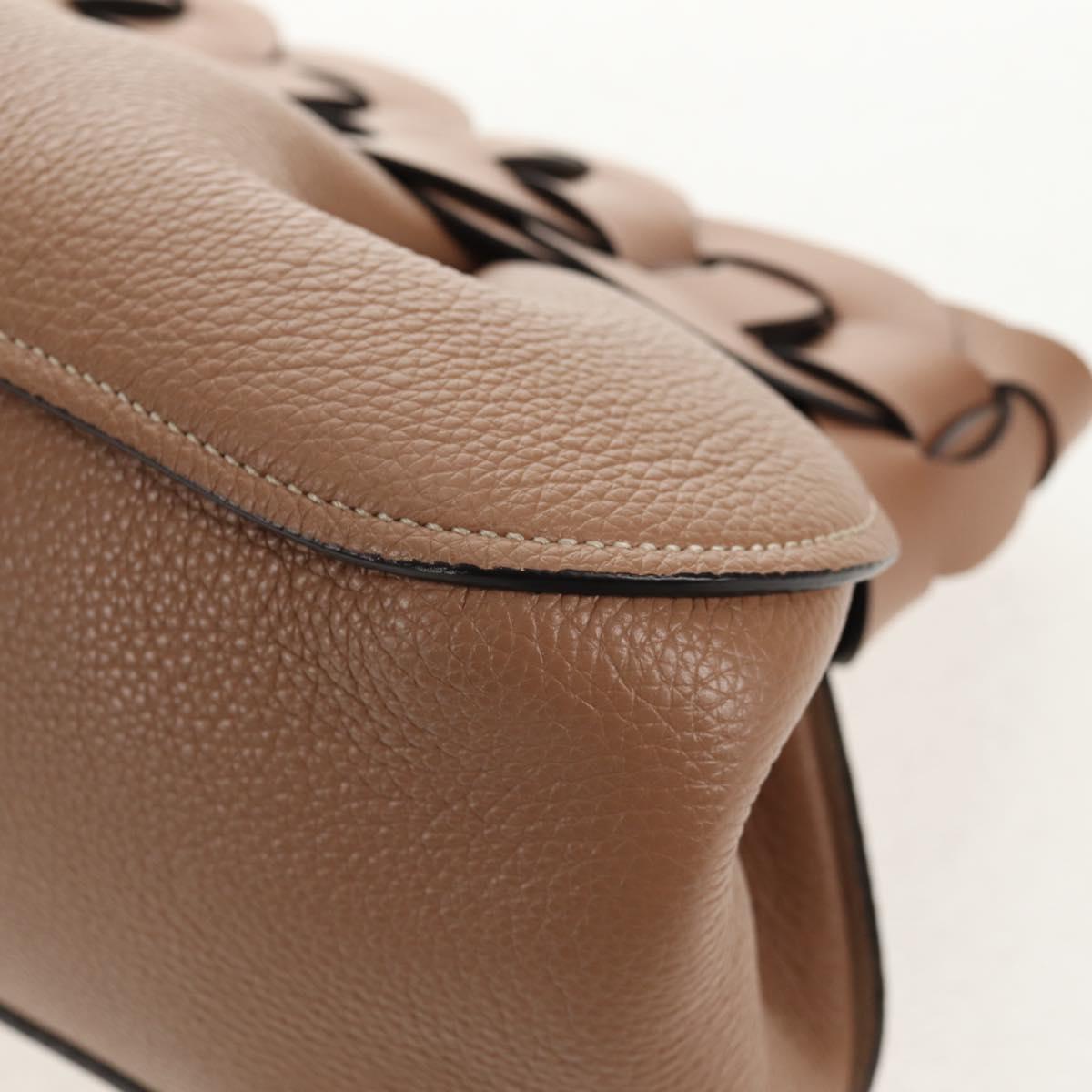 Chloe Darryl Clutch Bag Leather Beige Gold Auth am9340V