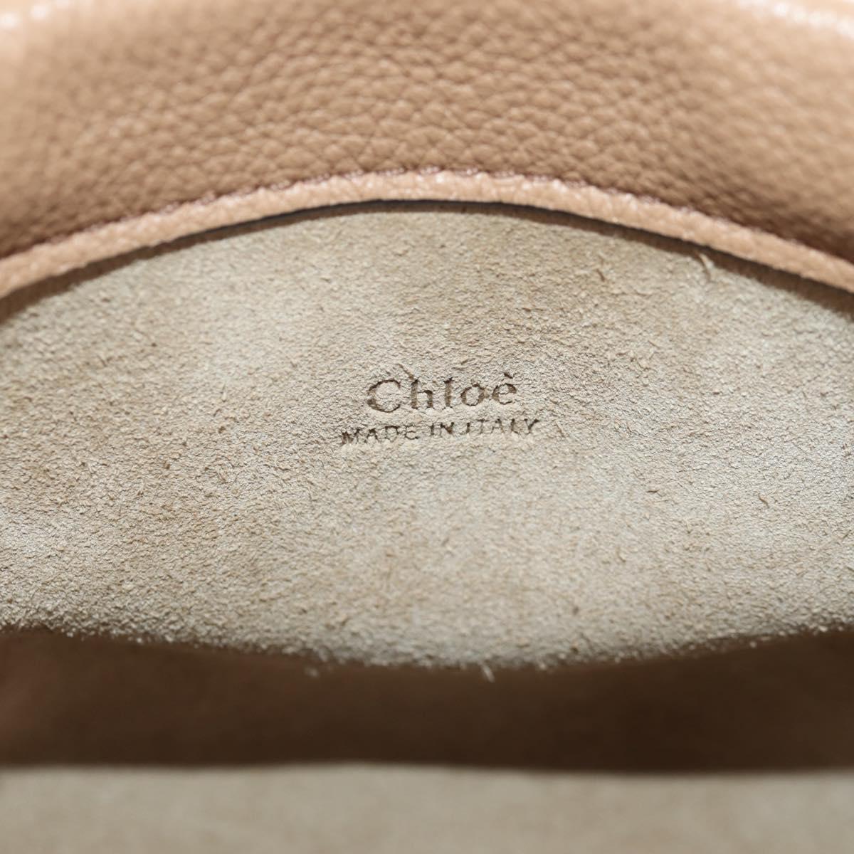 Chloe Darryl Clutch Bag Leather Beige Gold Auth am9340V