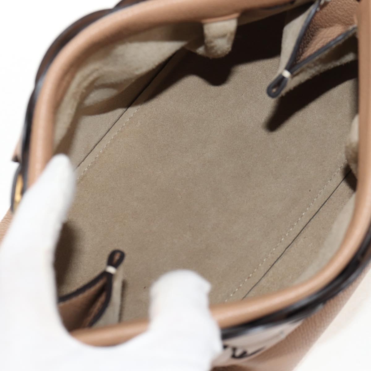 Chloe Darryl Clutch Bag Leather Beige Gold Auth am9340V