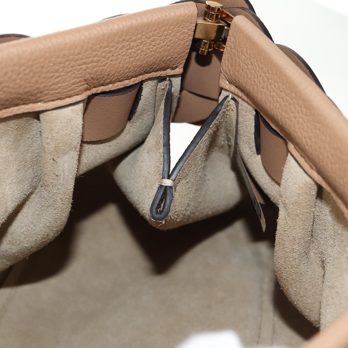 Chloe Darryl Clutch Bag Leather Beige Gold Auth am9340V