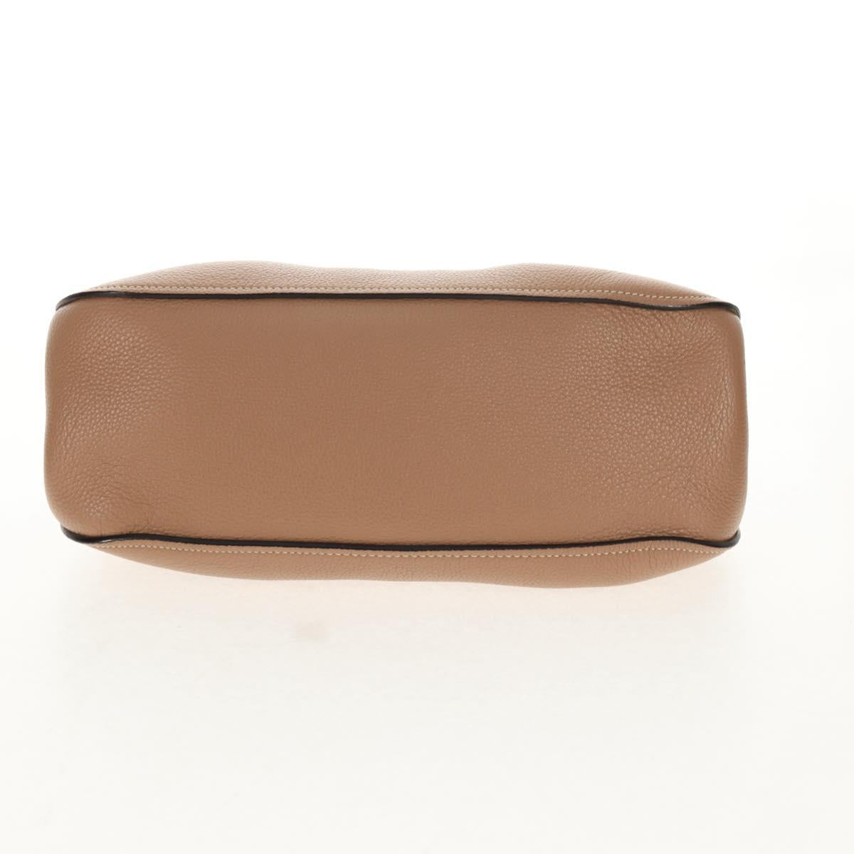 Chloe Darryl Clutch Bag Leather Beige Gold Auth am9340V