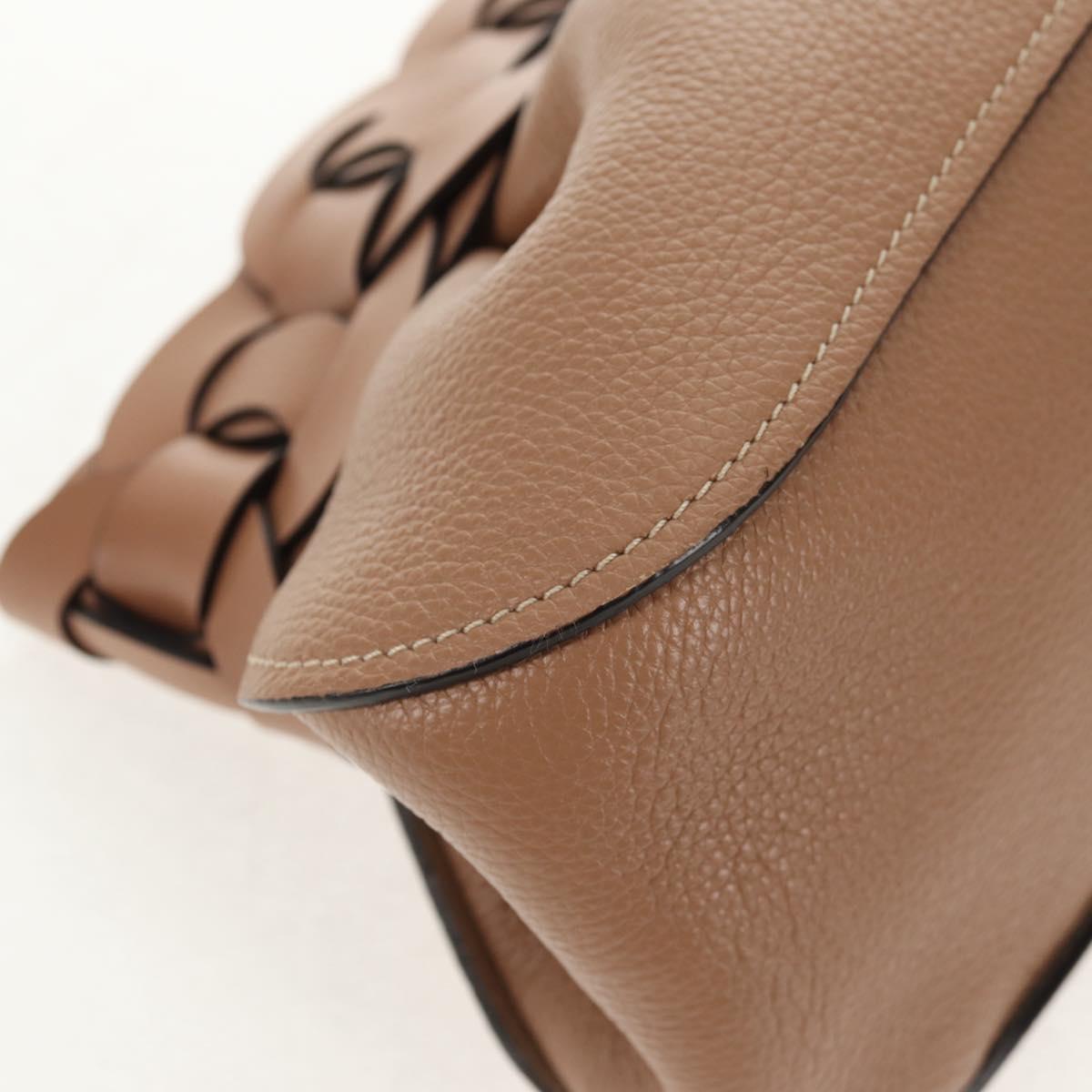 Chloe Darryl Clutch Bag Leather Beige Gold Auth am9340V