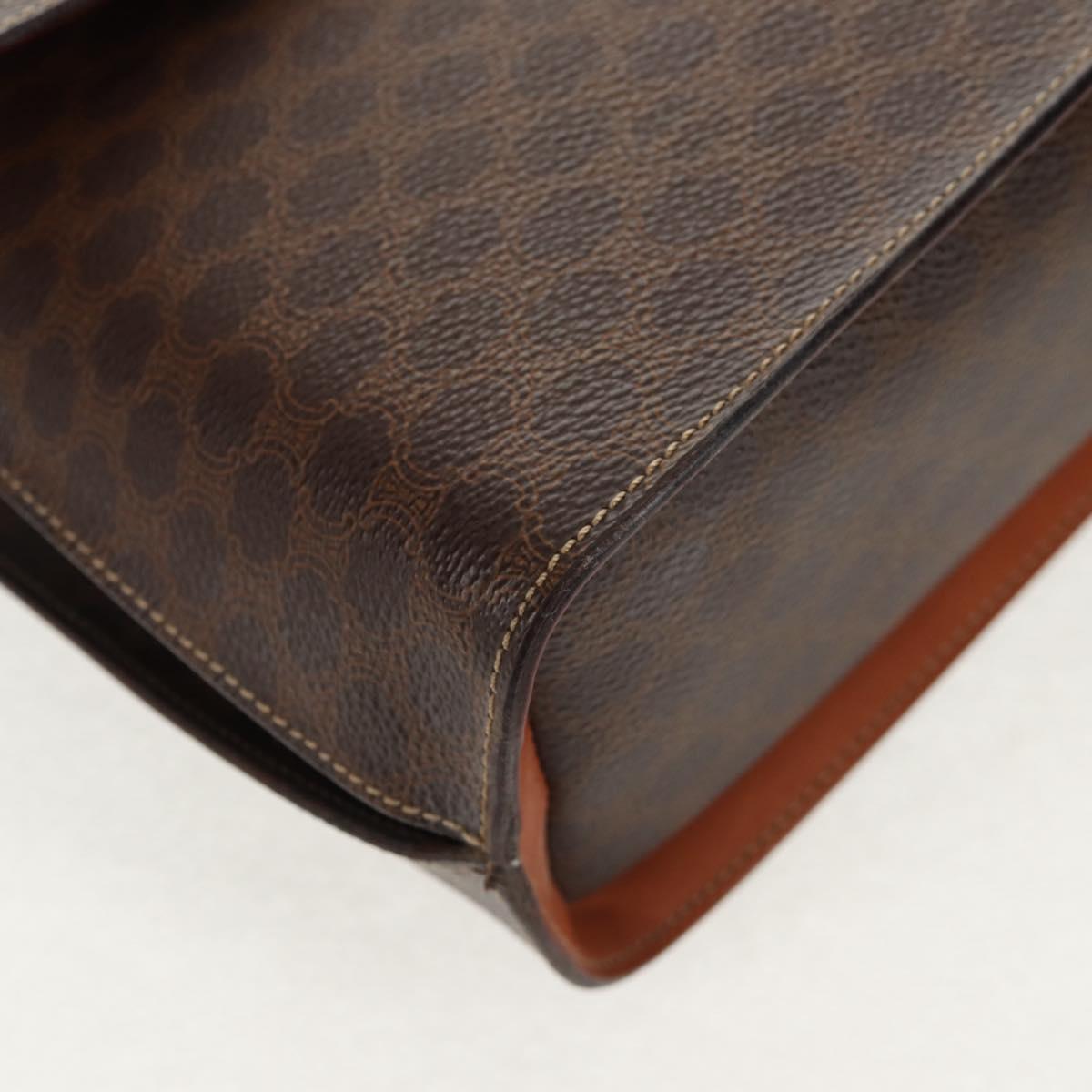 CELINE Macadam Canvas Hand Bag PVC Leather 2way Brown Gold Auth am9343V