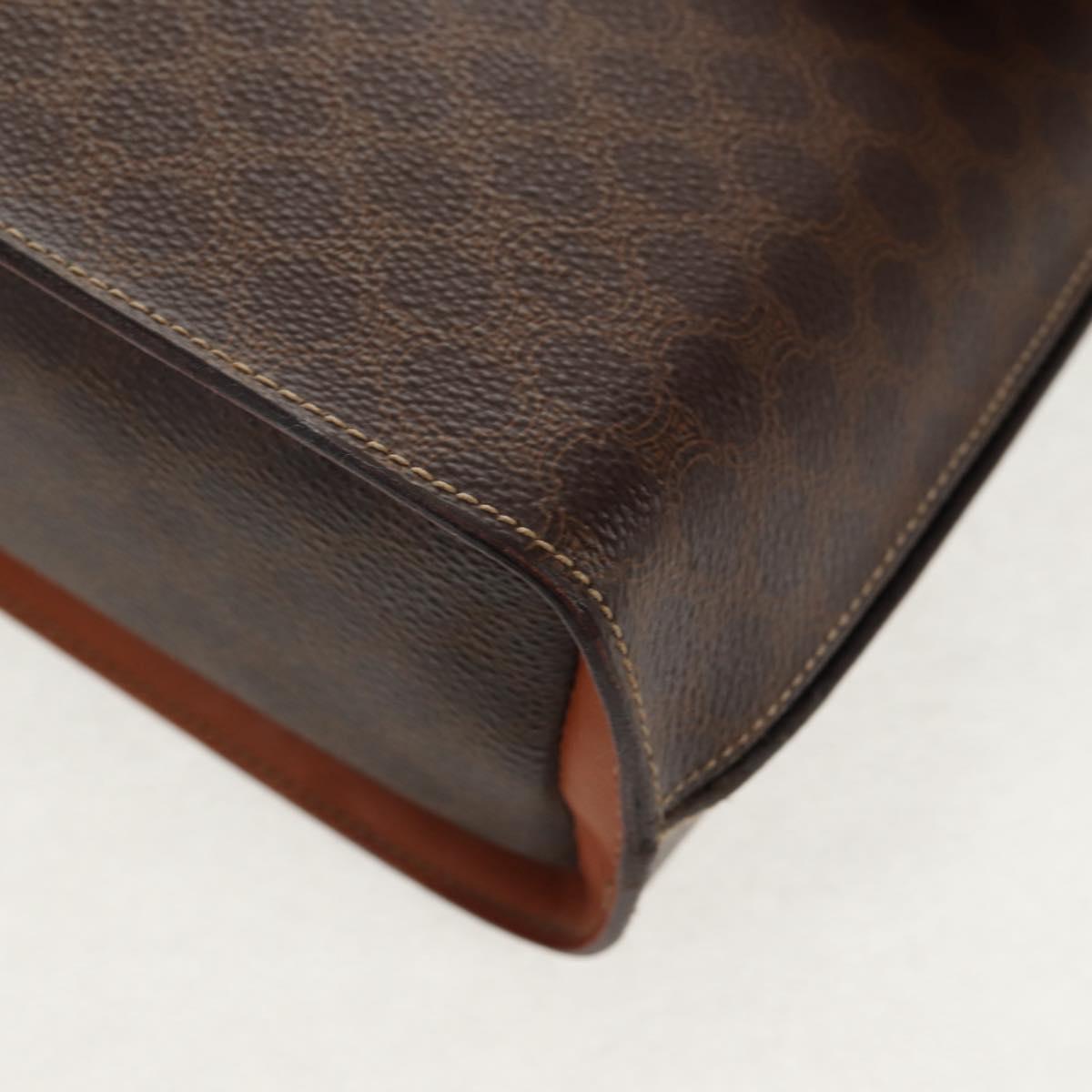 CELINE Macadam Canvas Hand Bag PVC Leather 2way Brown Gold Auth am9343V