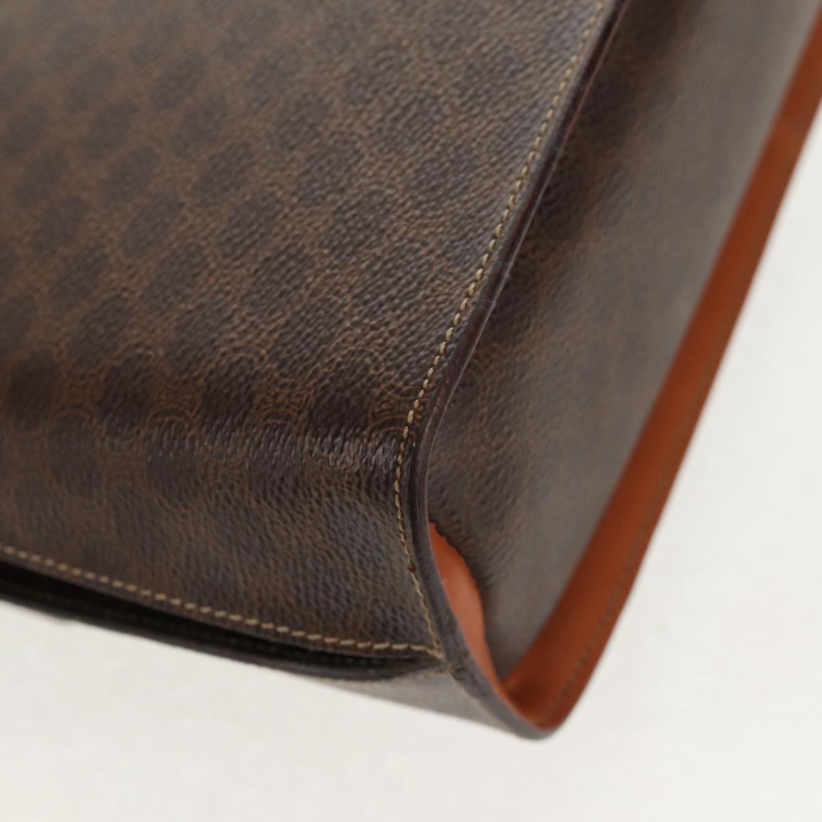 CELINE Macadam Canvas Hand Bag PVC Leather 2way Brown Gold Auth am9343V