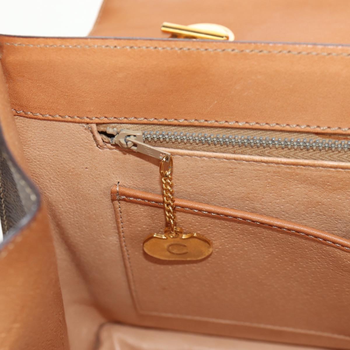 CELINE Macadam Canvas Hand Bag PVC Leather 2way Brown Gold Auth am9343V