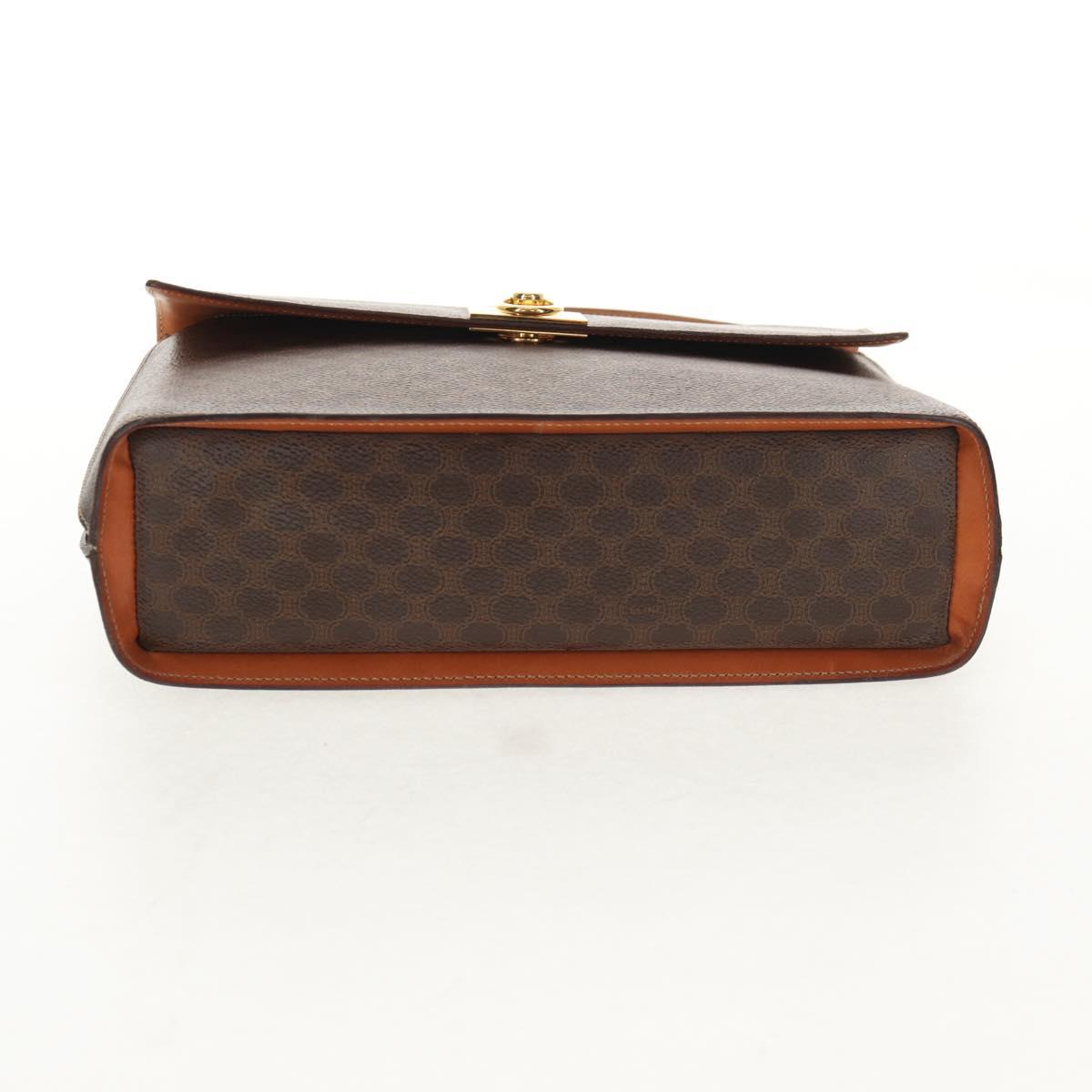 CELINE Macadam Canvas Hand Bag PVC Leather 2way Brown Gold Auth am9343V