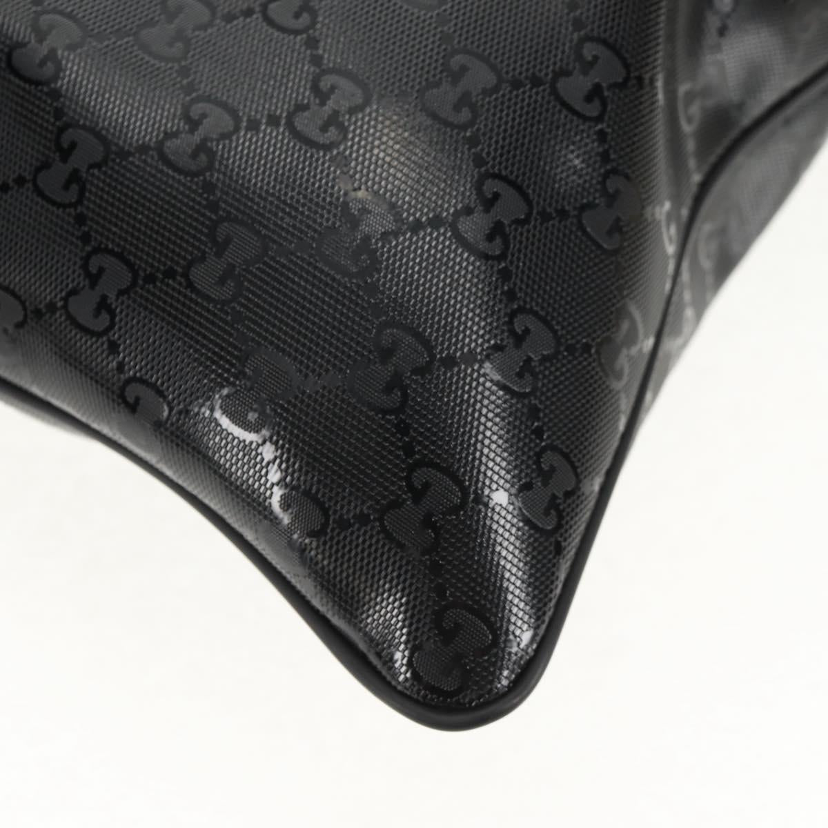 GUCCI GG implementation Shoulder Bag PVC Black Silver 201446 Auth am9344V