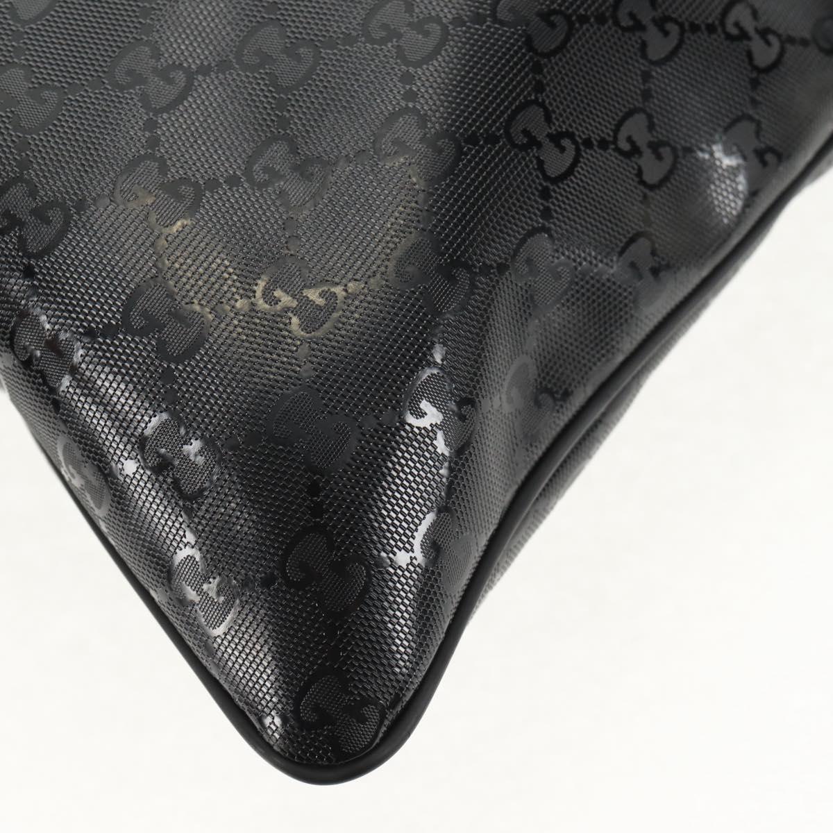 GUCCI GG implementation Shoulder Bag PVC Black Silver 201446 Auth am9344V