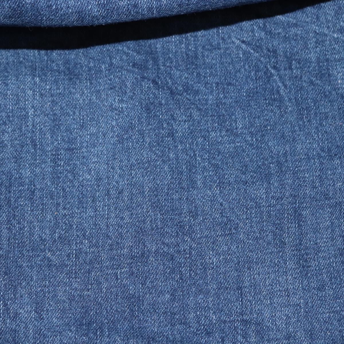 PRADA Canapa MM Hand Bag Denim Blue Gold Auth am9345