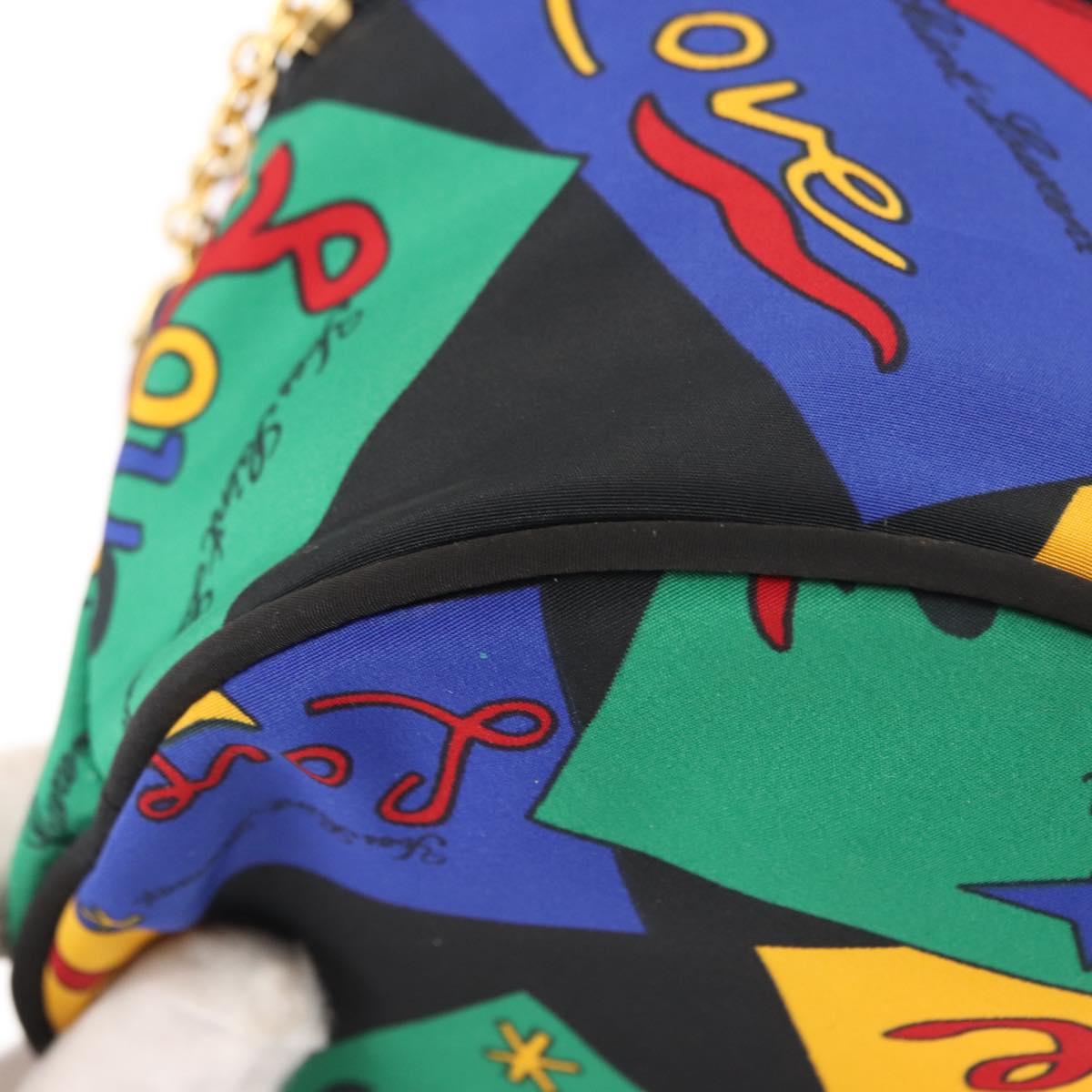 SAINT LAURENT Vanity Pouch Nylon Black Gold Auth am9351