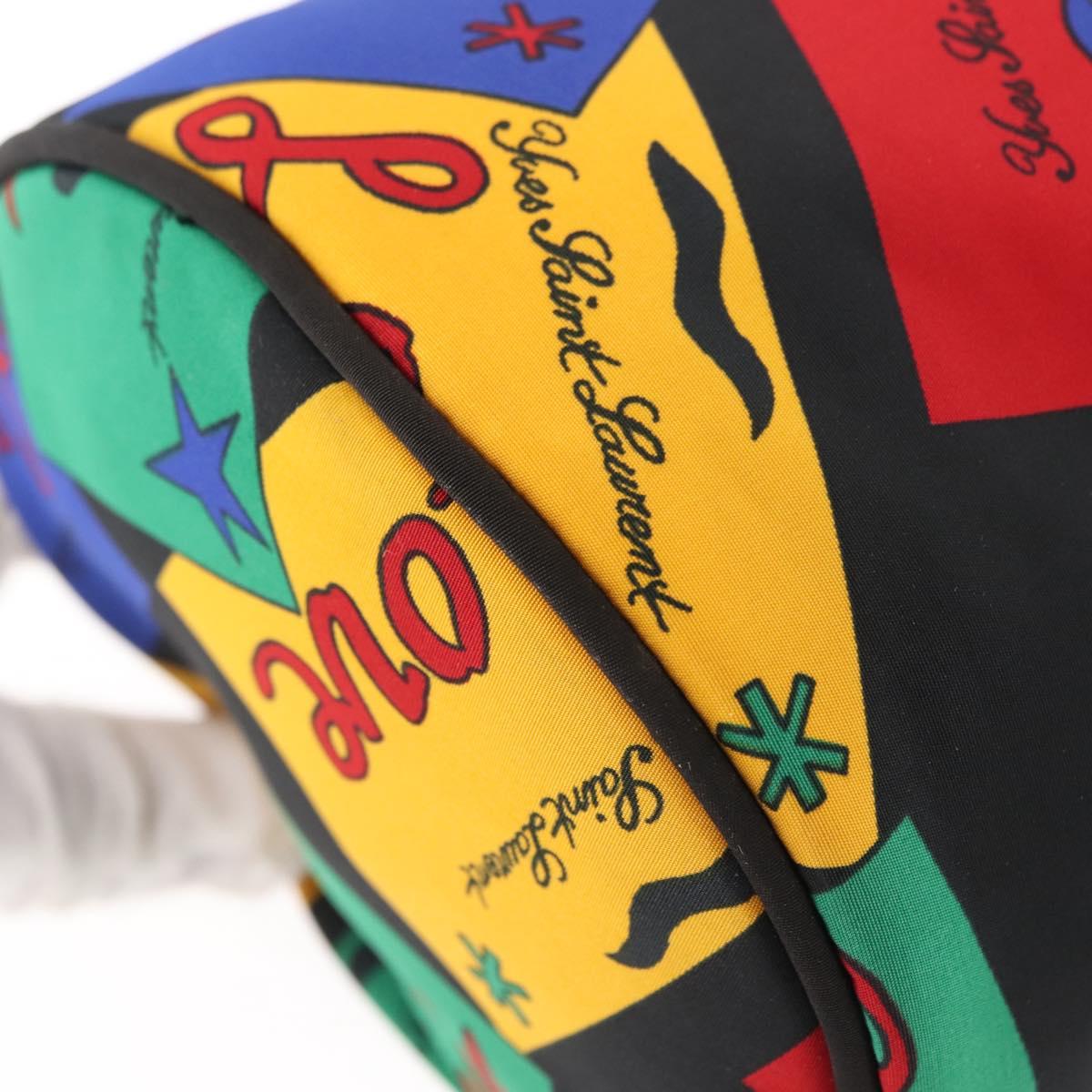 SAINT LAURENT Vanity Pouch Nylon Black Gold Auth am9351