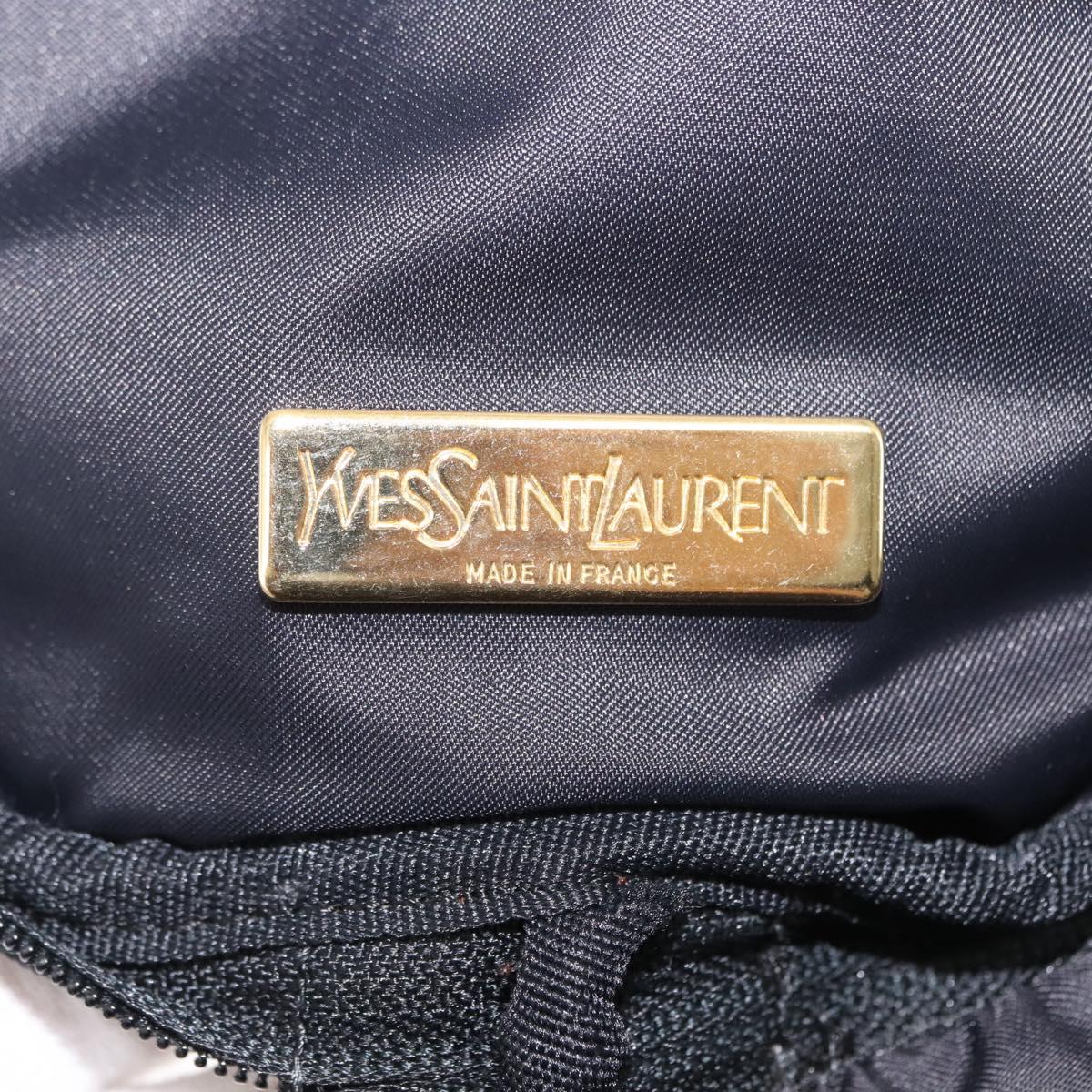 SAINT LAURENT Vanity Pouch Nylon Black Gold Auth am9351