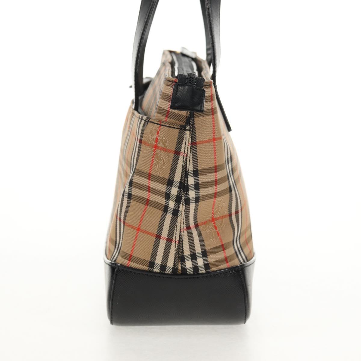 BURBERRY Nova Check Hand Bag Canvas Beige Gold Auth am9352V