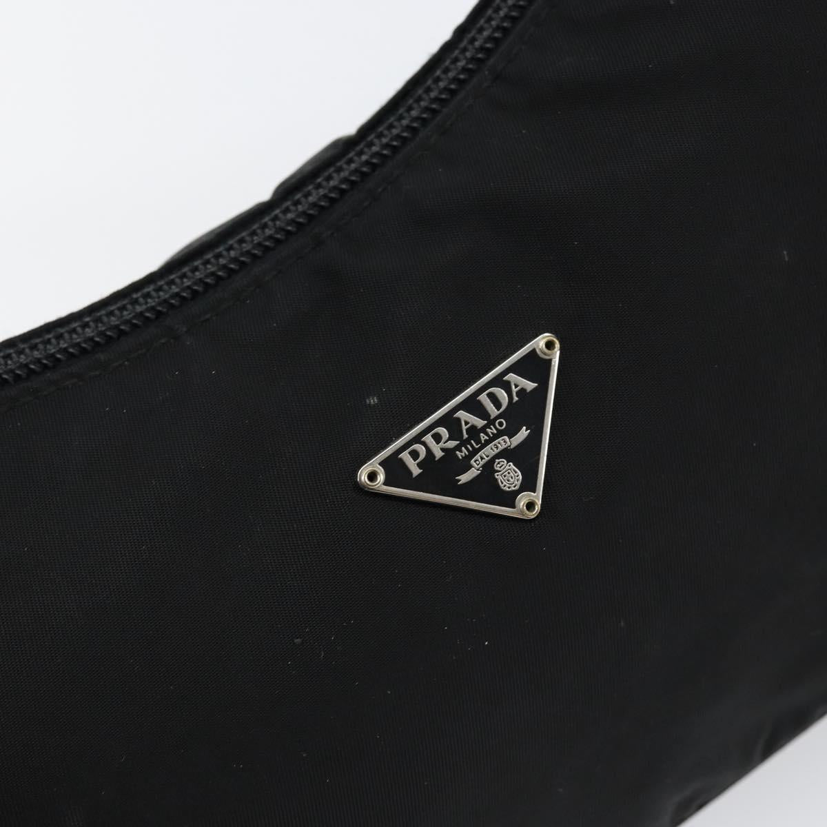 PRADA Hand Bag Nylon Black Silver Auth am9354