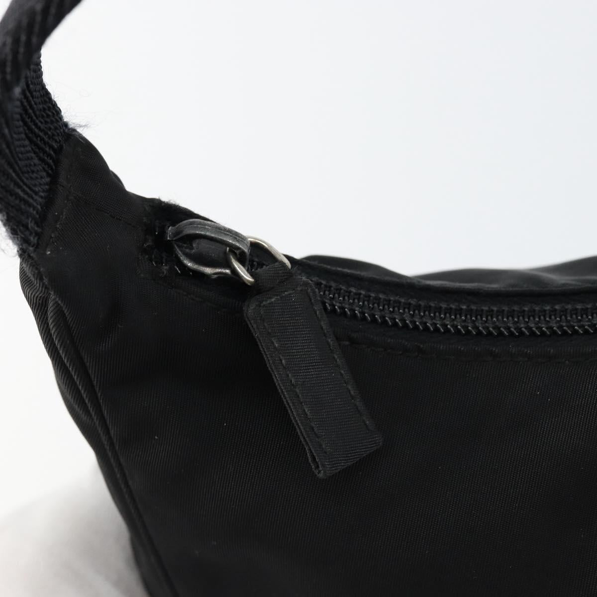 PRADA Hand Bag Nylon Black Silver Auth am9354
