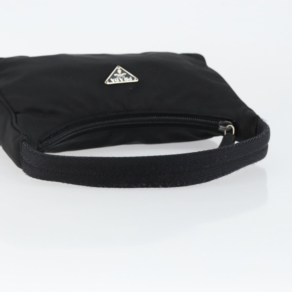 PRADA Hand Bag Nylon Black Silver Auth am9354