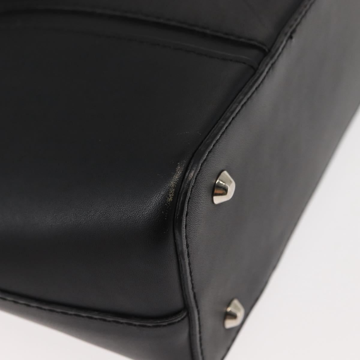 BURBERRY Hand Bag Leather Black Silver Auth am9355