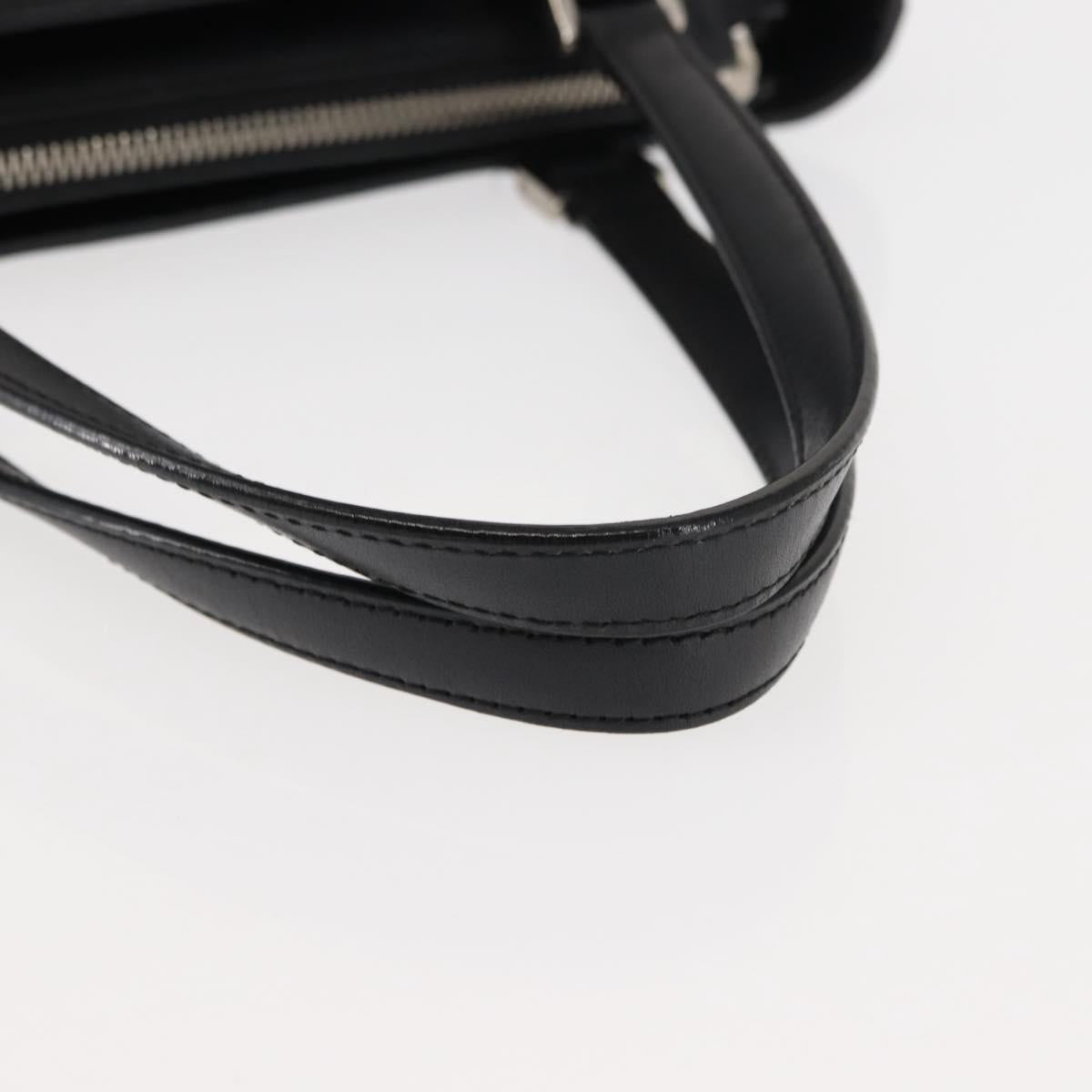 BURBERRY Hand Bag Leather Black Silver Auth am9355