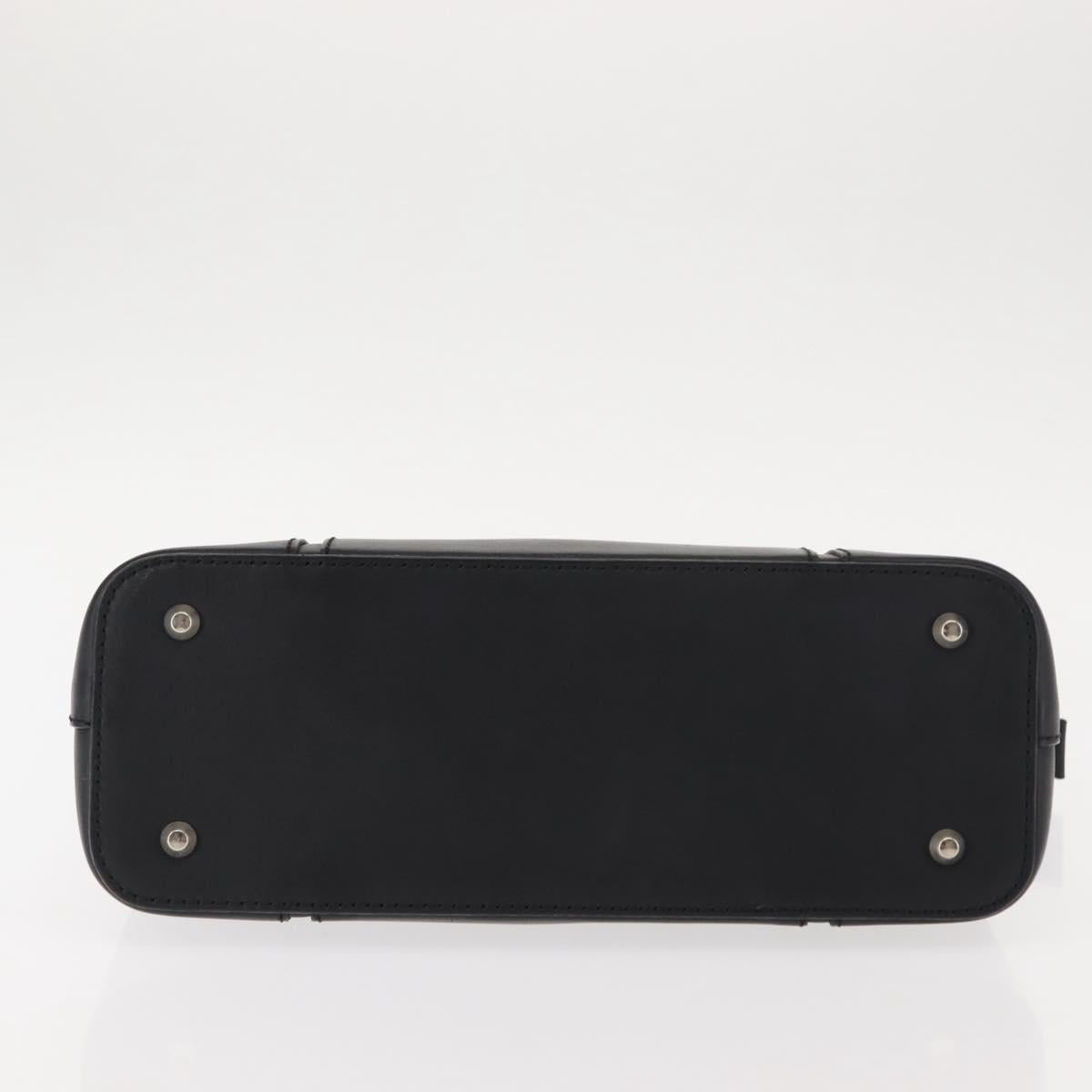 BURBERRY Hand Bag Leather Black Silver Auth am9355