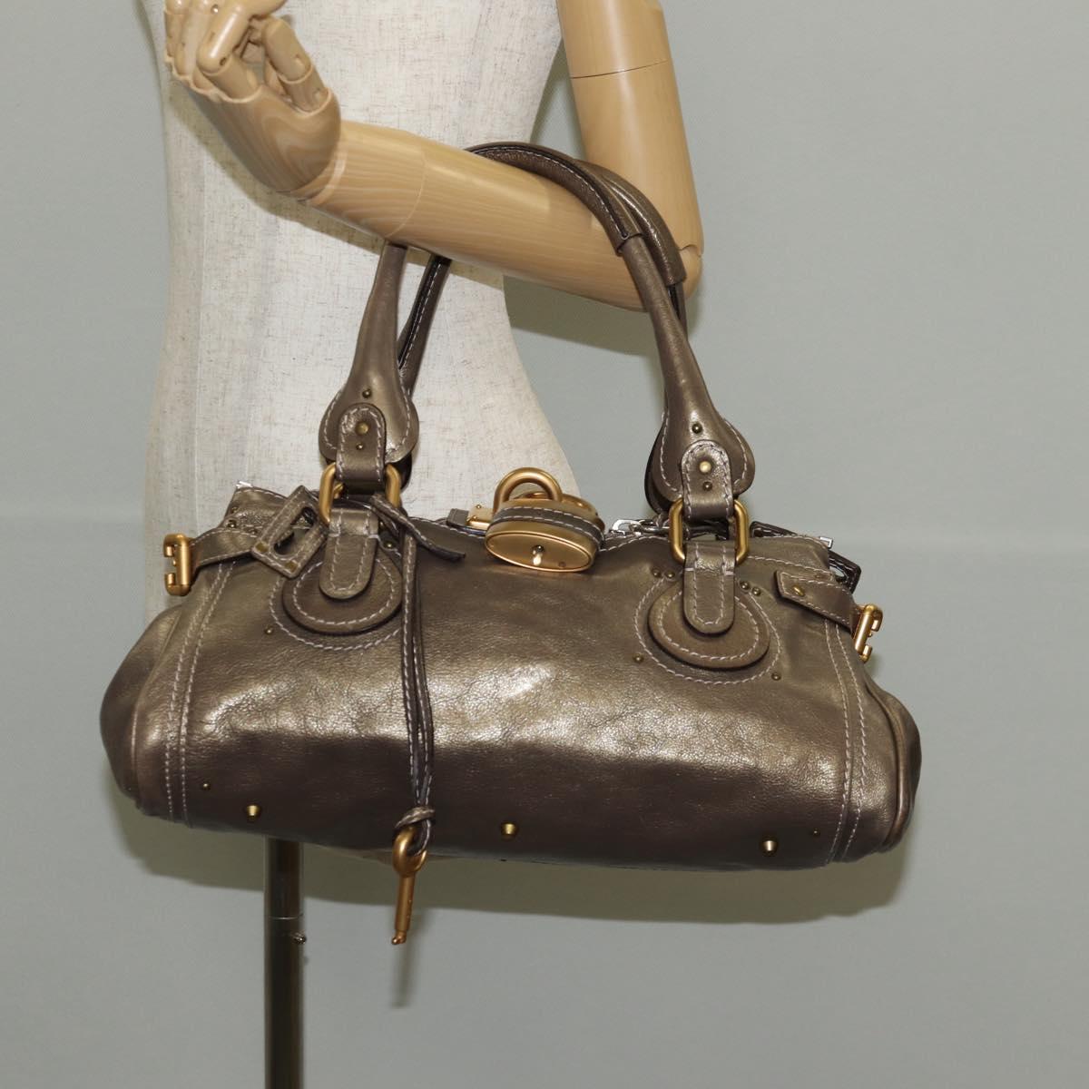 Chloe Paddington Shoulder Bag Leather Gold Tone Auth am9357V