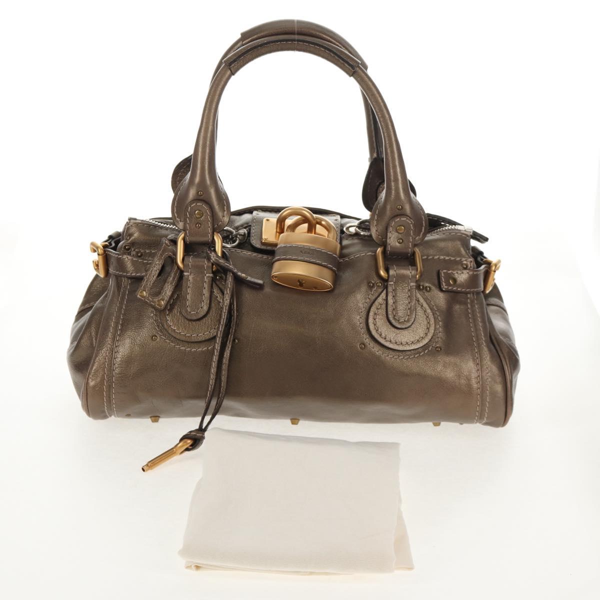 Chloe Paddington Shoulder Bag Leather Gold Tone Auth am9357V
