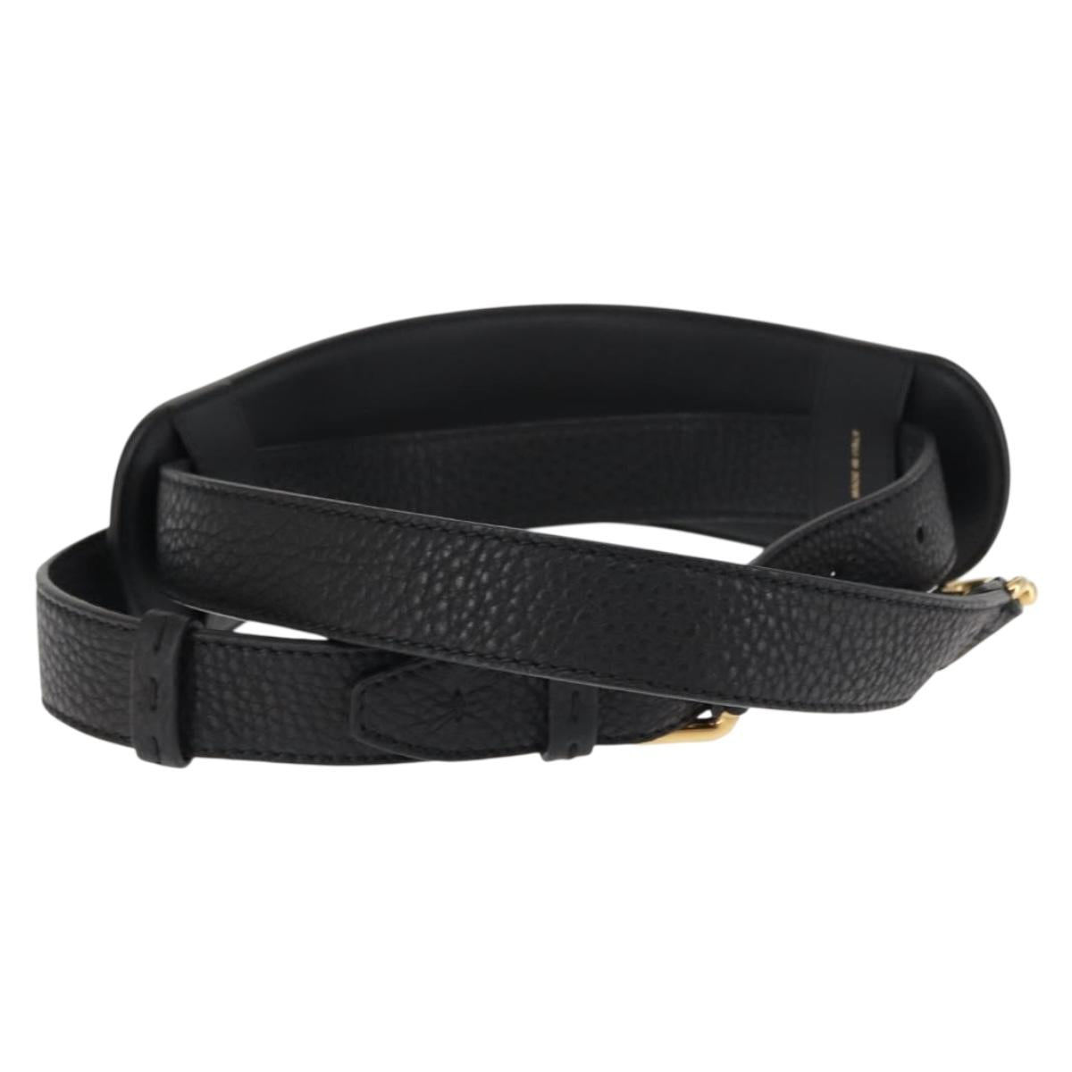 FENDI Monster Studs Shoulder Strap Leather 31.5""-39.4"" Black Gold Auth am9364