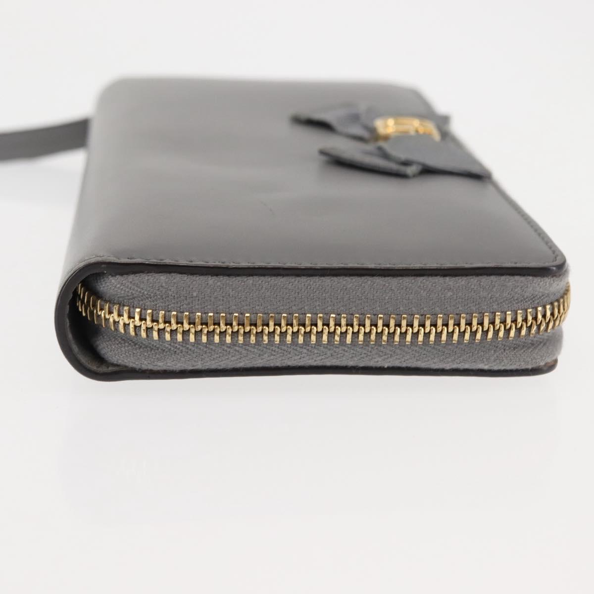 GUCCI GG Ribbon Japan limited Long Wallet Leather Blue Gold 435819 Auth am9366
