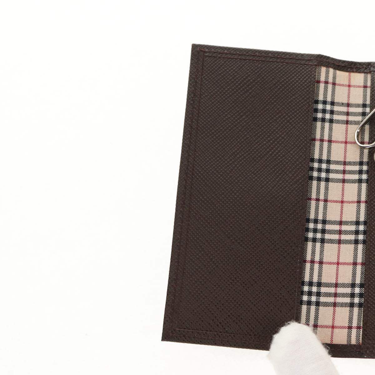 BURBERRY Key Case Leather Brown Auth am9367V