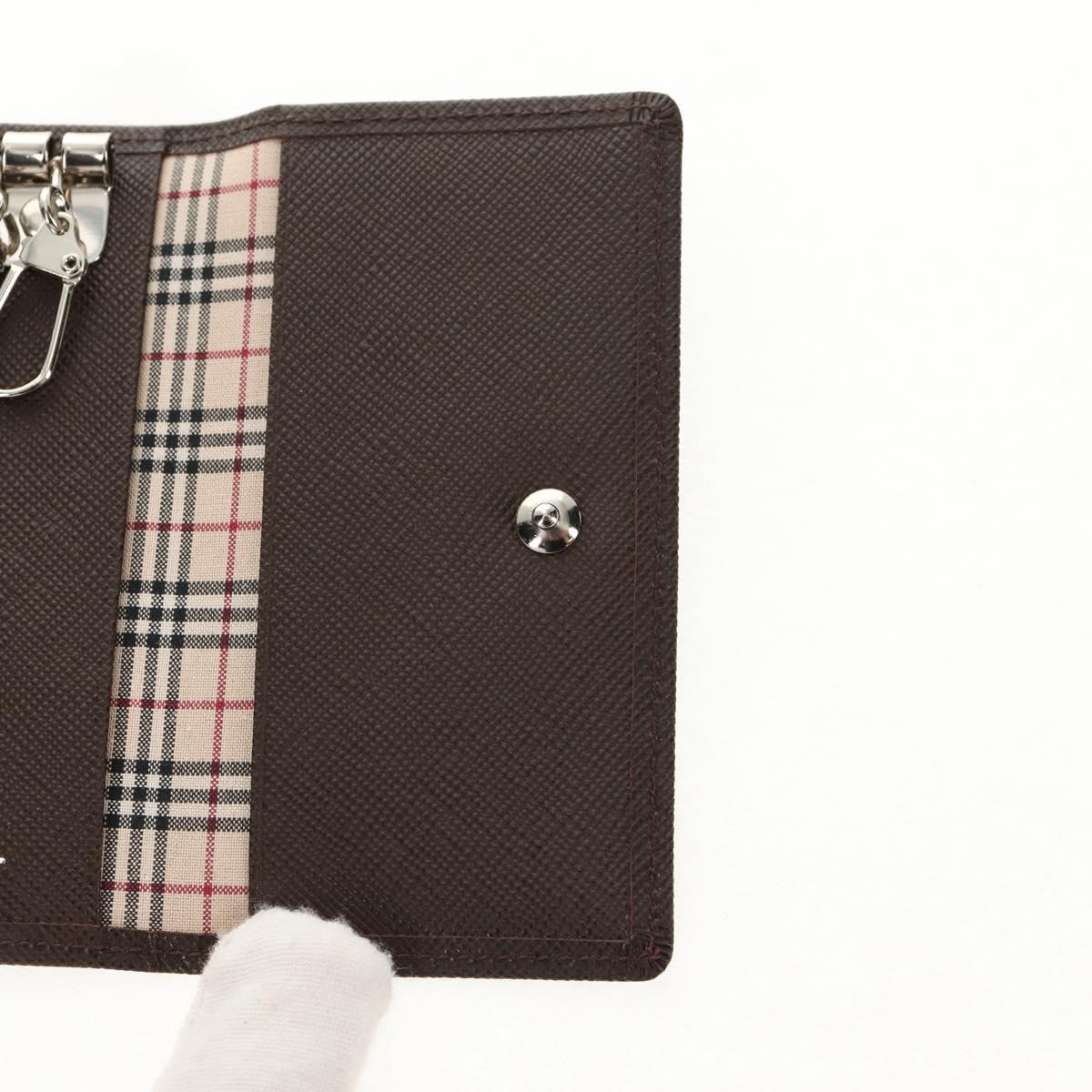 BURBERRY Key Case Leather Brown Auth am9367V