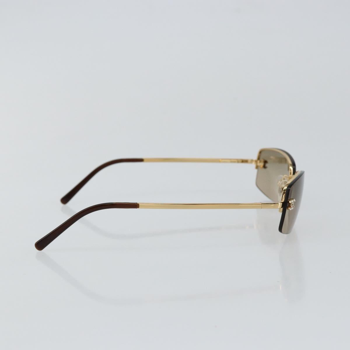 CHANEL COCO Mark Sunglasses metal Gold CC Auth am9371V