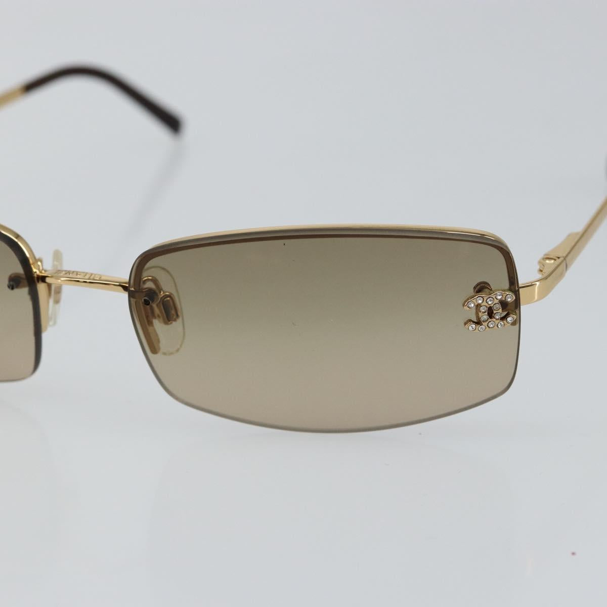 CHANEL COCO Mark Sunglasses metal Gold CC Auth am9371V