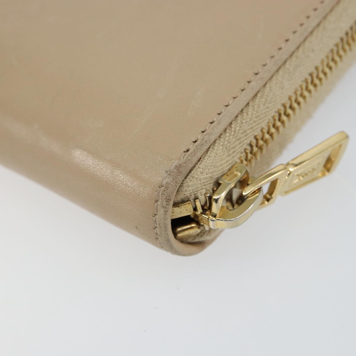 SAINT LAURENT Long Wallet Leather Beige Gold Auth am9381