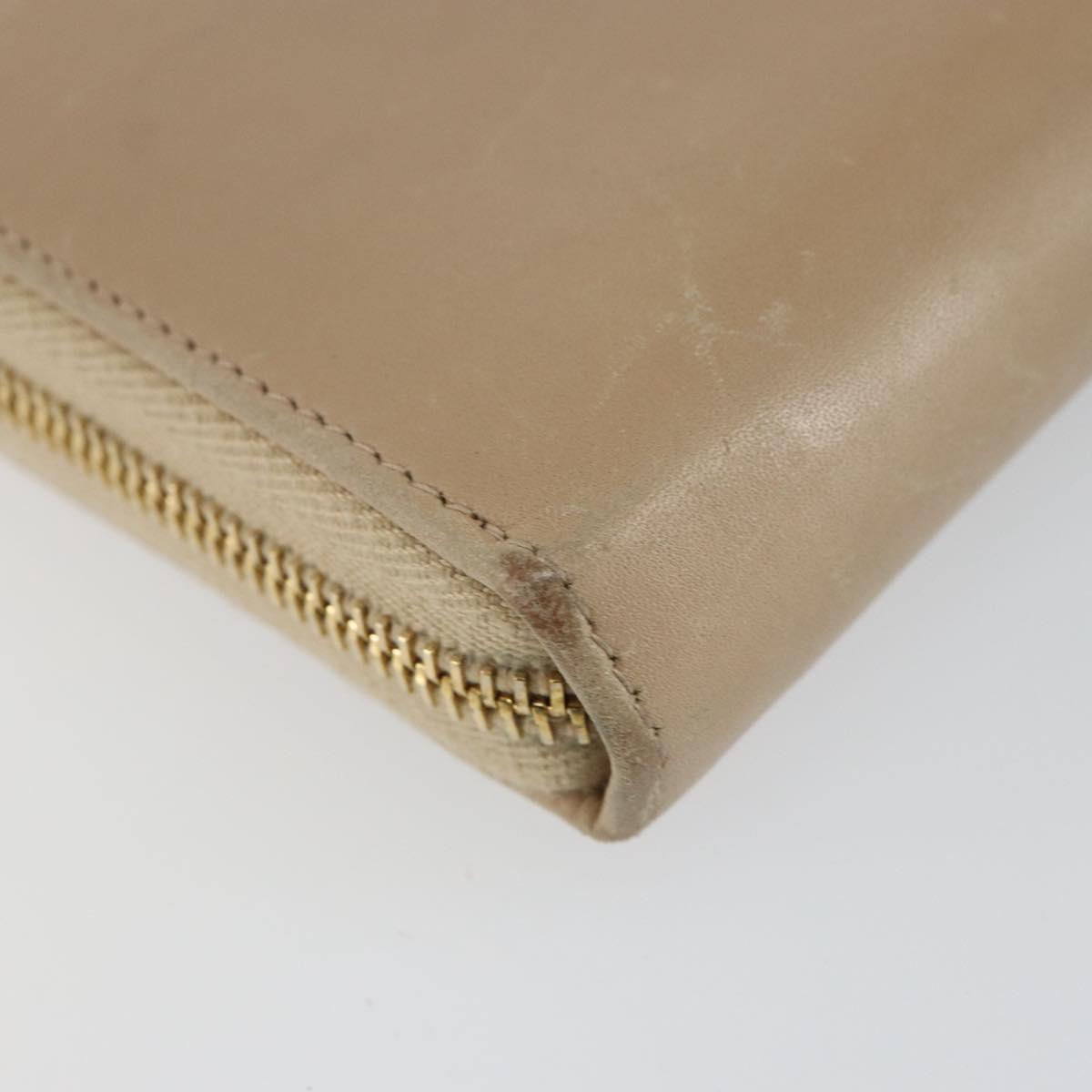 SAINT LAURENT Long Wallet Leather Beige Gold Auth am9381