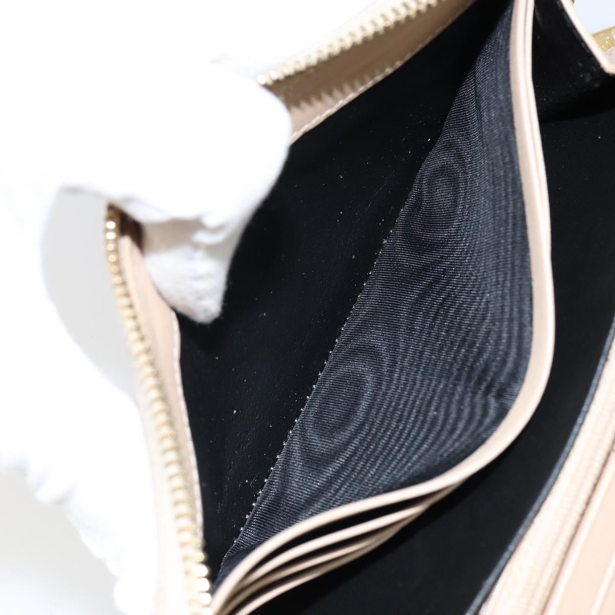 SAINT LAURENT Long Wallet Leather Beige Gold Auth am9381