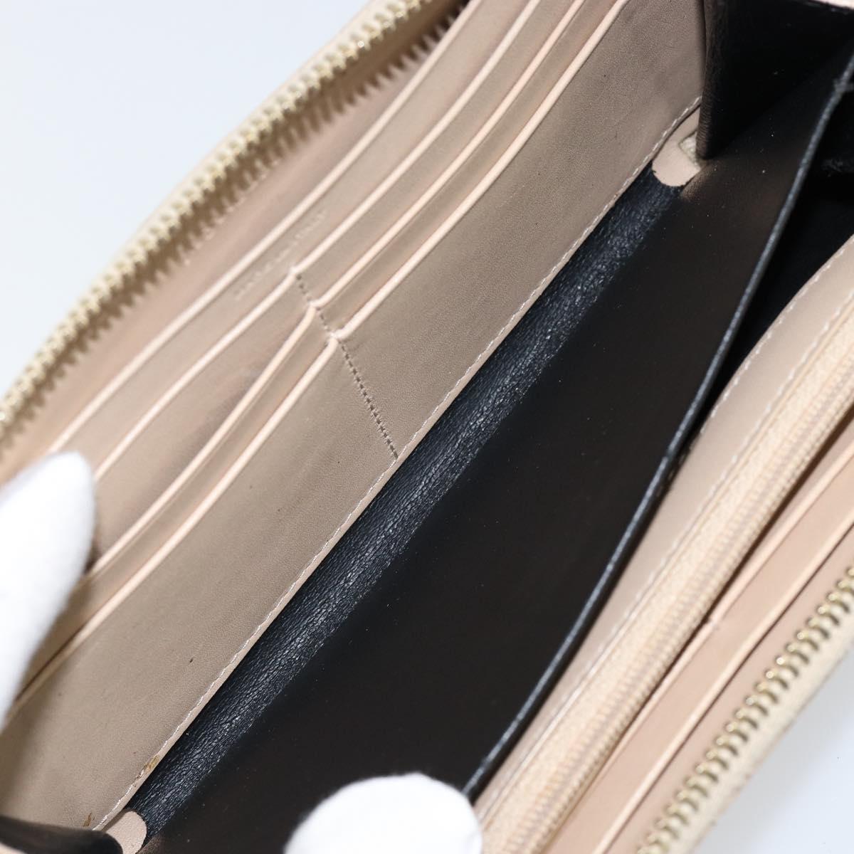 SAINT LAURENT Long Wallet Leather Beige Gold Auth am9381
