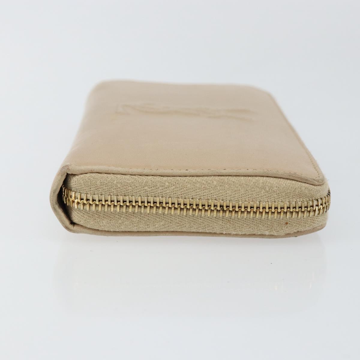 SAINT LAURENT Long Wallet Leather Beige Gold Auth am9381