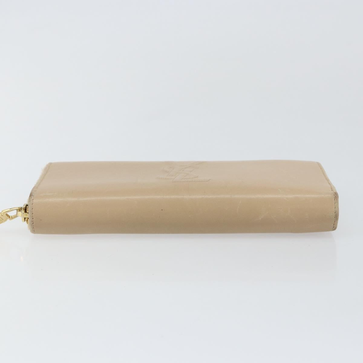 SAINT LAURENT Long Wallet Leather Beige Gold Auth am9381
