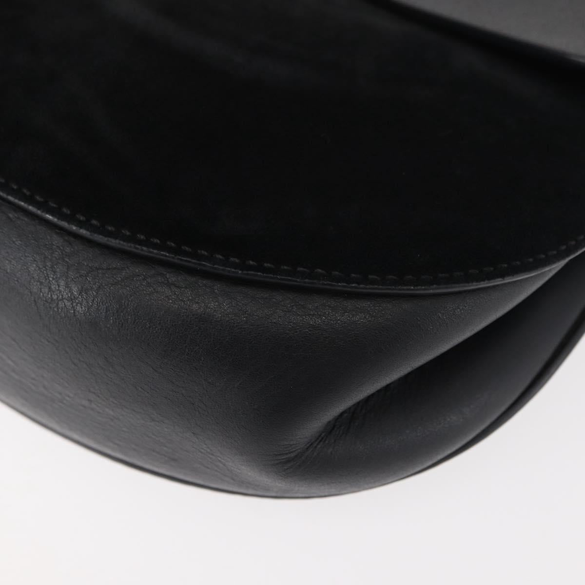 Chloe Chain Drew Shoulder Bag Leather Black Gold Auth am9382