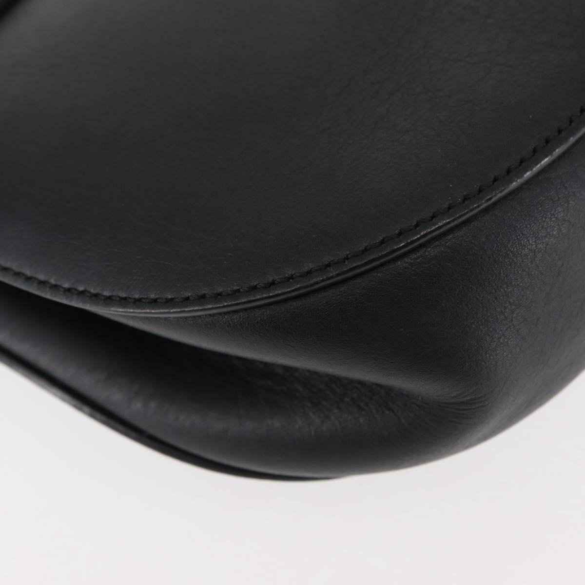 Chloe Chain Drew Shoulder Bag Leather Black Gold Auth am9382