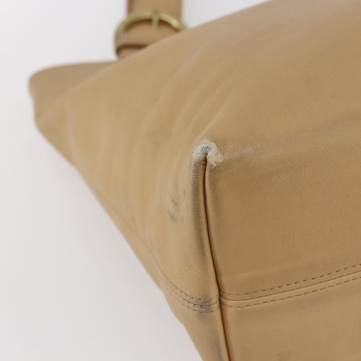 Coach Tote Bag Leather Beige Auth am9383